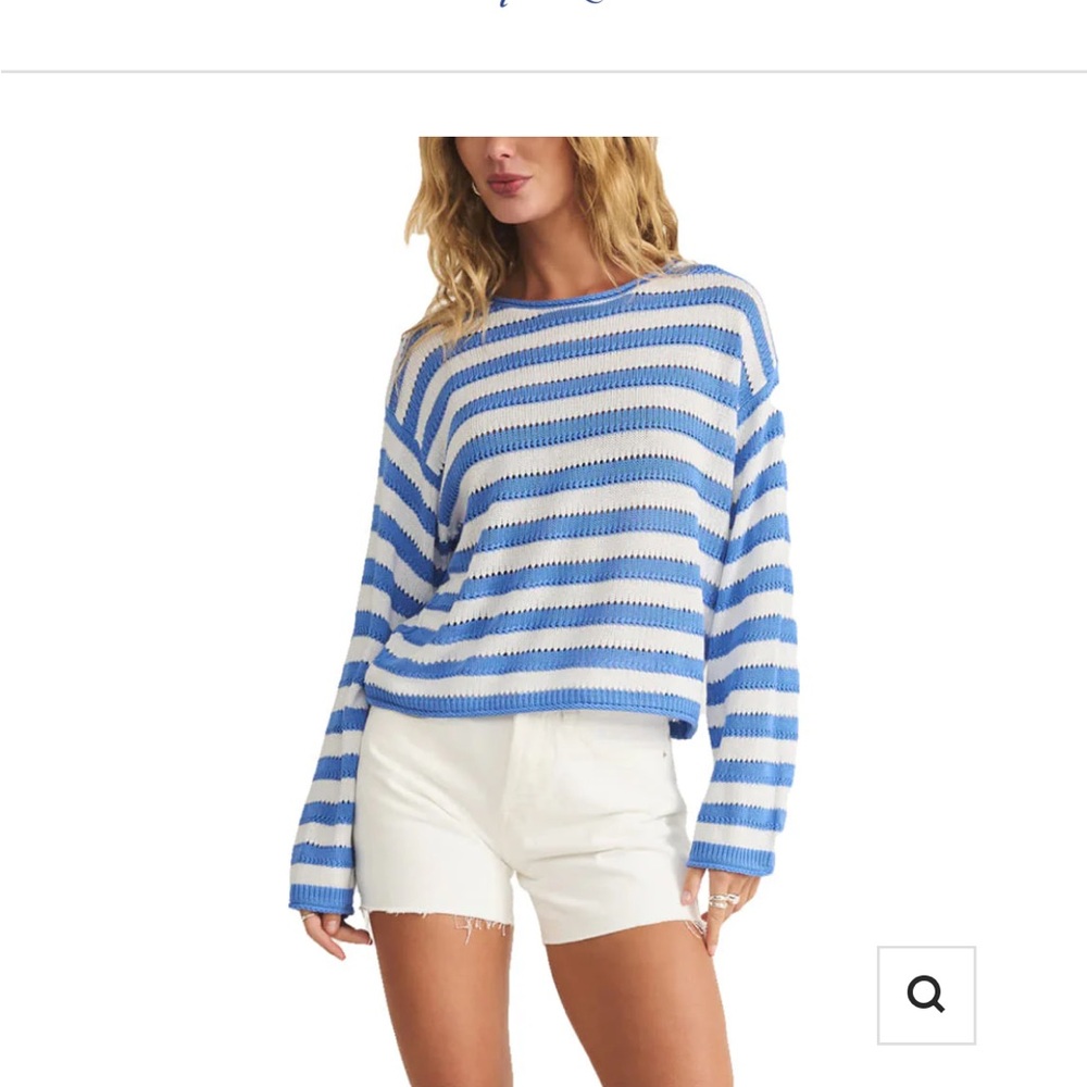 Z Supply Bay Blue Prado Stripe Women's Sweater